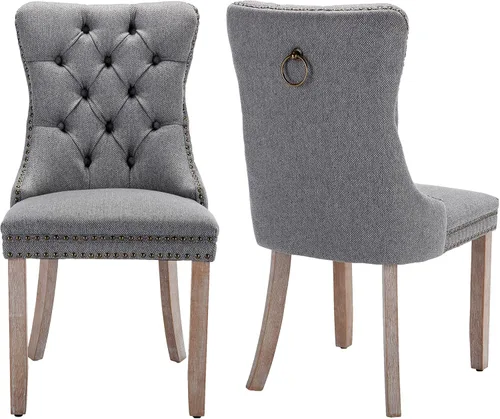 Miniatura 16 de Sillas de Comedor Juego de 4 sillas de comedor tapizadas de lino, sillas de comedor modernas de mediados de siglo, sillas de cocina y comedor