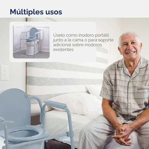 Miniatura 3 de Drive Medical RTL11158KDR - Silla plegable de acero para mesita de noche, inodoro portátil, capacidad de peso de 350 libras con cubo de 7.5 cuartos