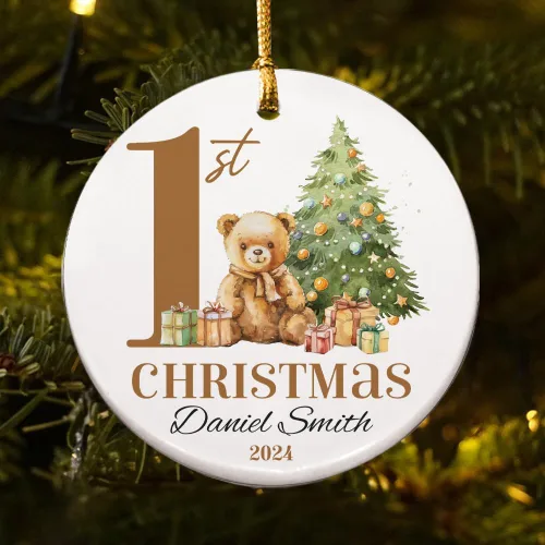 Miniatura 22 de Adorno de cristal personalizado para anuncio de bebé, adorno de Feliz Navidad, abuela y abuelo te veo en 2024, regalo de abuelos promocionados