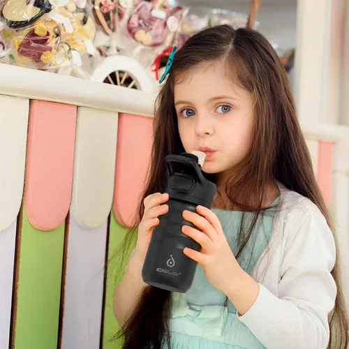 Miniatura 9 de IDEUS Botella de agua aislada de 12 onzas, botella de agua aislada de acero inoxidable para la escuela, botellas aisladas con pajitas a prueba