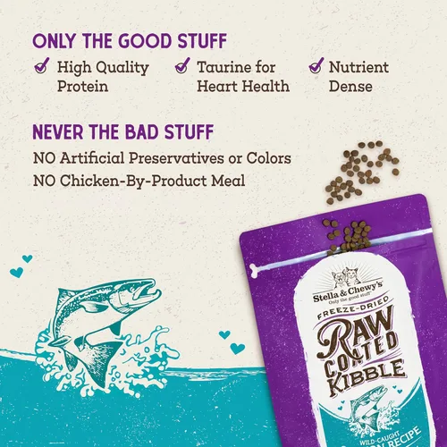 Miniatura 4 de Stella & Chewy's Comida para Gatos con Recubrimiento Crudo - Croquetas Altas en Proteínas, Sin Granos con Salmón de Captura Silvestre - Soporte