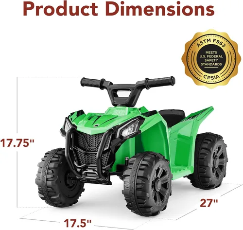 Miniatura 7 de Best Choice Products - Vehículo de juguete para niños de 6V, cuatriciclo de 4 ruedas, ATV con velocidad máxima de 1.8 MPH, neumáticos con dibujo