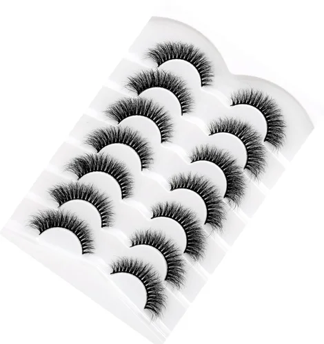 Miniatura 232 de Pooplunch - Pestañas postizas finas de visón sintético, estilo ojo de gato, naturales, cruzadas, tipo racimo, efecto 8D de volumen, tiras