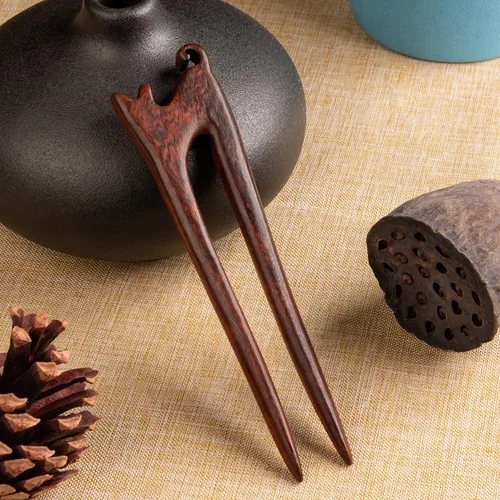 Miniatura 4 de 2 unidades de palillos de madera para el cabello, horquillas de cabello con torsión francesa, hechas a mano de ébano y sándalo, palillos