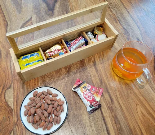 Miniatura 6 de Bam & Boo - Organizador de cajas de almacenamiento de especias y condimentos de bambú natural con tapa transparente (8 compartimentos)