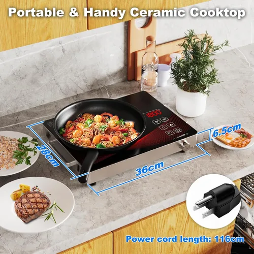 Miniatura 3 de 1800W Portátil Infrarrojo Estufa de Cocina de un solo Quemador Estufa Eléctrica de Vidrio de Cerámica Placa de Cocina Eléctrica Placa de Cocina