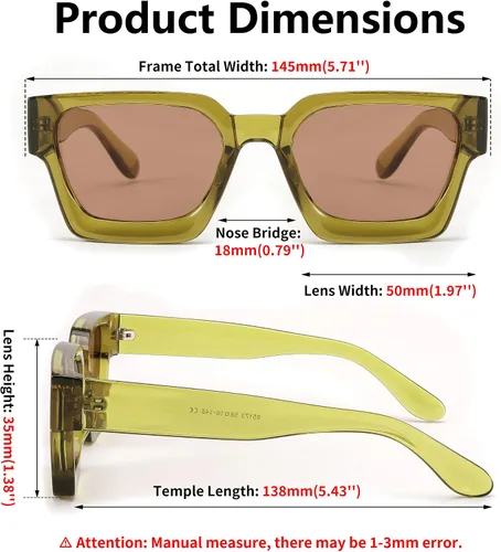 Miniatura 20 de FEISEDY Gafas de sol cuadradas retro de los años 90 para mujeres y hombres, gafas de sol rectangulares gruesas de moda con protección UV400 B2385