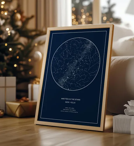 Miniatura 8 de CELESTORY Mapa de estrellas personalizado enmarcado con impresión nocturna del cielo, mapa de constelación, carta estelar, regalo de arte de pared