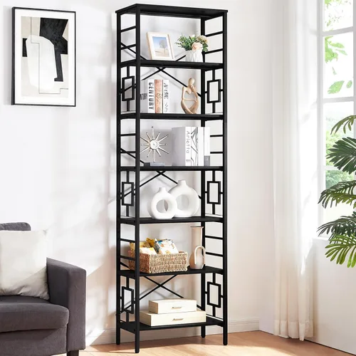 Miniatura 4 de HOMISSUE Estantería Alta, Estantería Industrial de 84 Pulgadas con Marco de Metal y Estantes Abiertos, Estantería de Metal de 7 Niveles y Libreros