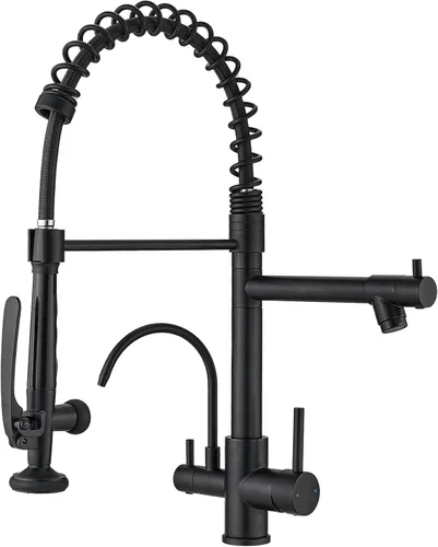 Miniatura 28 de Fapully - Grifo de cocina negro, grifo de fregadero de cocina comercial extraíble con rociador Negro mate