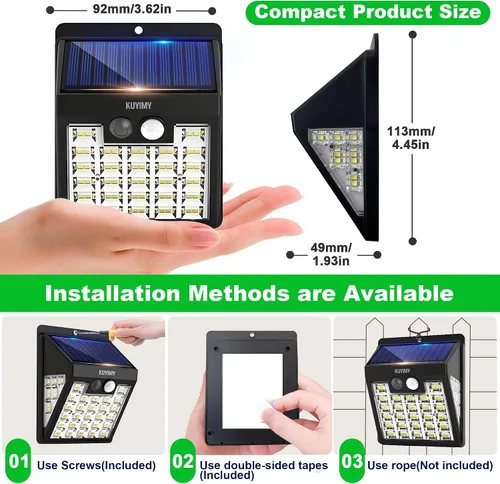 Miniatura 3 de Luces solares al aire libre, luz de pared con sensor de movimiento de 72 LED, IP65 impermeable y 3 modos de iluminación, luz de seguridad