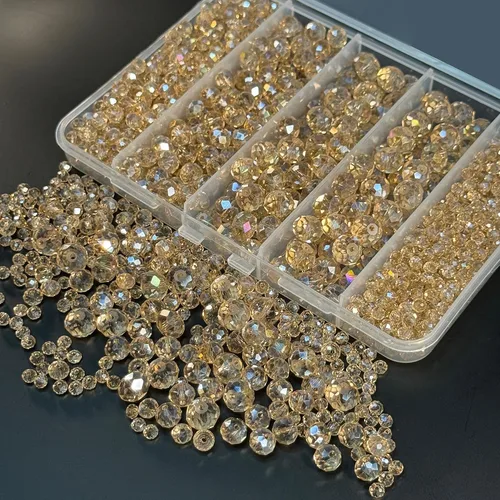 Miniatura 70 de 800 cuentas redondas de cristal de 0.236/0.396/0.394 pulgadas para joyas de bricolaje, ideales para pulseras, collares, colgantes y proyectos