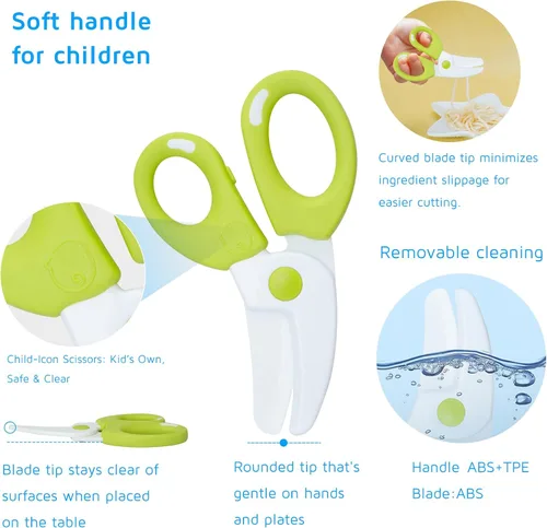 Miniatura 4 de Juego de tijeras de comida para bebés, tijeras de cocina portátiles de seguridad con estuche de viaje portátil, juego de tijeras de alimentos