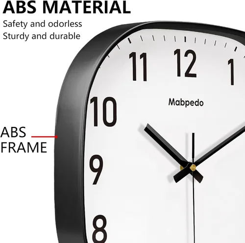 Miniatura 7 de Reloj de Pared Pequeño, 8 Pulgadas Silencioso Sin Tictac Reloj Operado por Batería, Reloj de Pared Cuadrado Analógico Decorativo para Dormitorio