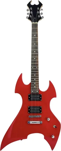 Guitarra eléctrica de 6 cuerdas estilo metal pesado para diestros de tamaño completo, cuerpo de madera maciza y perno en el cuello, cable y llave