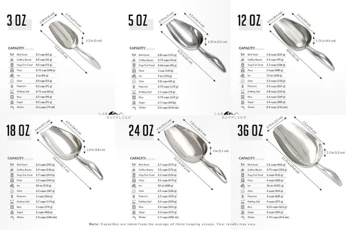 Miniatura 4 de Cuchara de acero inoxidable de 3 onzas, 8.25 pulgadas de largo x 2.4 pulgadas de ancho, para hielo, comida para perros y gatos, palomitas de maíz