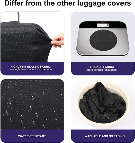 Miniatura 4 de Protector de equipaje de viaje protector de maleta lavable antiarañazos fundas de equipaje de elastano Negro S Fit 19-21 Inch Luggage