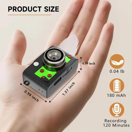 Miniatura 6 de Mini cámara retro con llavero – Cámara digital pequeña FHD de 1080P con lente de 2 MP, pantalla de 0.96 pulgadas y adaptador OTG con tarjeta de 16