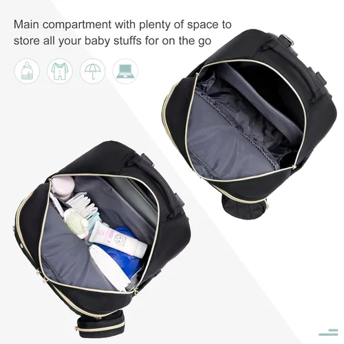 Miniatura 6 de LOVEVOOK - Mochila para pañales, bolso acolchado para bebé con cambiador y portachupete, bolsas de pañales impermeables para viajes para niños