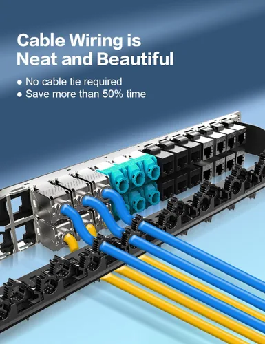 Miniatura 3 de Panel de conexión Keystone en blanco de 48 puertos para montaje en rack y montaje en pared, 1U de 19 pulgadas para red RJ45
