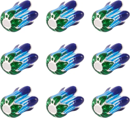 Miniatura 19 de Pandahall - 10 tapas de cuentas de aleación esmaltadas de 4 pétalos, 0.709 x 0.472 in, espaciadores florales dorados, cuentas de cono sueltas