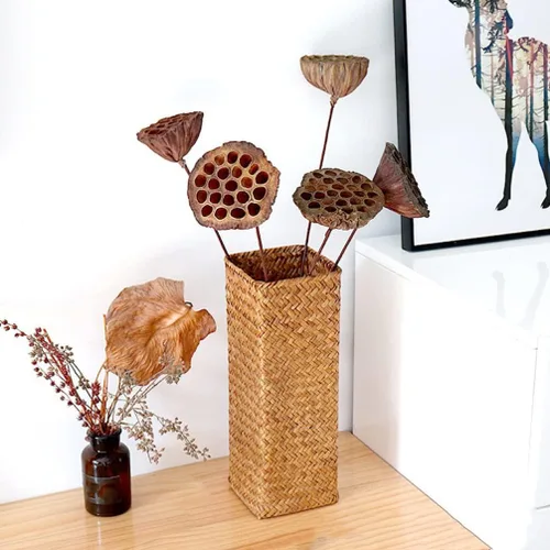 Miniatura 9 de Operitacx 2 botellas decorativas de jarrón tejido rústico para flores secas, decoración bohemia ideal para arreglos florales centros de mesa