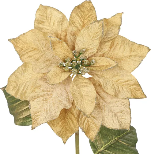 Miniatura 17 de Briful Flores de Pascua con Purpurina Navideñas de Cabezas Grandes de 12 Pulgadas Adornos para Árbol de Navidad Juego de 4 Flores Artificiales