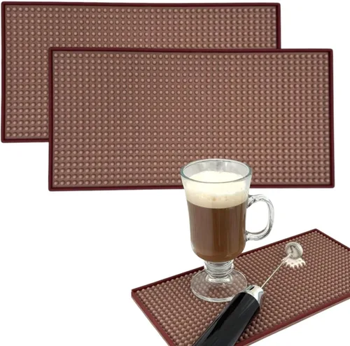 Miniatura 14 de Paquete de 2 tapetes de goma para barra, antideslizantes, para barman, barra de café y encimera de cocina, protector grueso y duradero para Gris