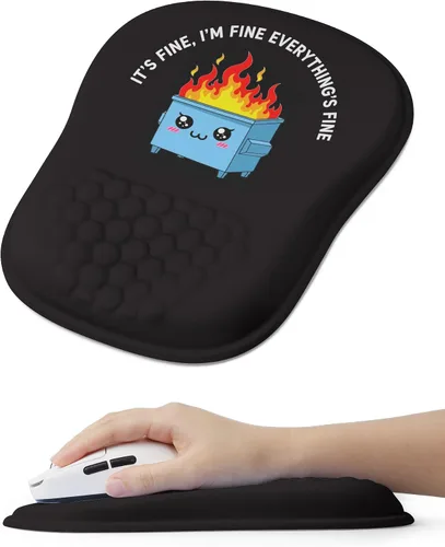 Miniatura 13 de Alfombrilla de mouse ergonómica con bonito diseño de gato negro, para aliviar el dolor del túnel carpiano, área de mouse 65% utilizable, 01 Lindo