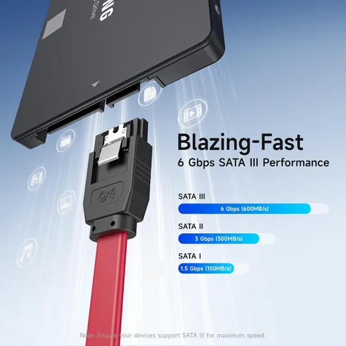 Miniatura 2 de Cable Matters Paquete de 3 cables SATA SATA de 90 grados – 18 pulgadas, SATA III 6Gbps de ángulo recto para SSD, HDD, unidades de CD/DVD, disco Rojo