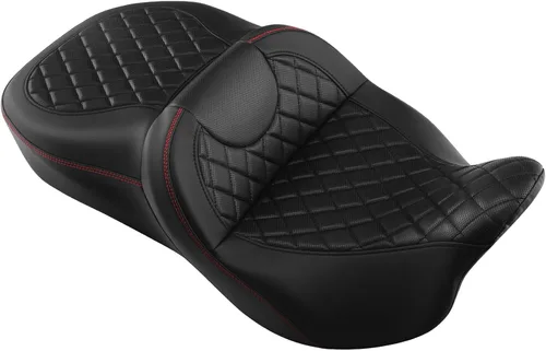 Miniatura 33 de C.C. RIDER Asiento de conductor, piloto y pasajero de una pieza con diamante, asiento de 2 plazas para Harley Touring Road King FLHR, Street Glide