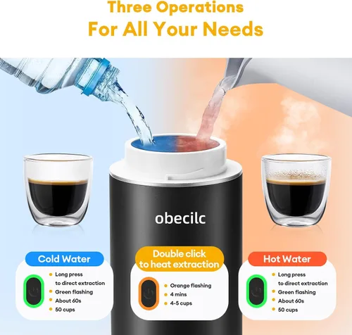 Miniatura 2 de Cafetera portátil 3 en 1 para viajes, 20 bares portátil con USB, cafetera de viaje autocalentable, compatible con café molido y cápsulas