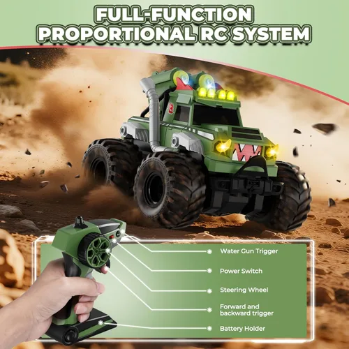 Miniatura 7 de Auto a Control Remoto, Juguetes de Camión Monstruo Impermeable Autos RC para Niños, 1:18 Anfibio 4WD Todo Terreno Fuera de Carretera Camiones