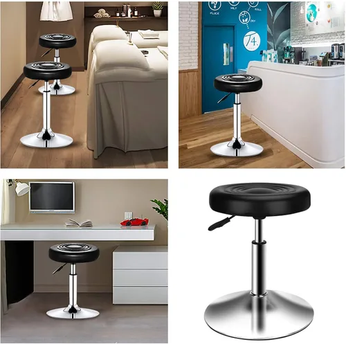 Miniatura 5 de QiCheng & LYS - Taburete redondo de oficina, altura ajustable, taburete de 360 grados, para oficina, hogar, cocina, belleza, taburete sin ruedas