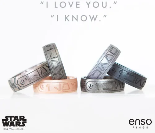 Miniatura 2 de Enso Rings Anillo de silicona de Star Wars – Te conozco – Diseño cómodo y flexible – Aurebesh – Perla Negra – Talla 3