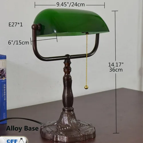 Miniatura 4 de Lámpara de mesa tradicional de Bankers, luces de escritorio de lectura para dormitorio, mesita de noche, oficina, interruptor de cadena, base