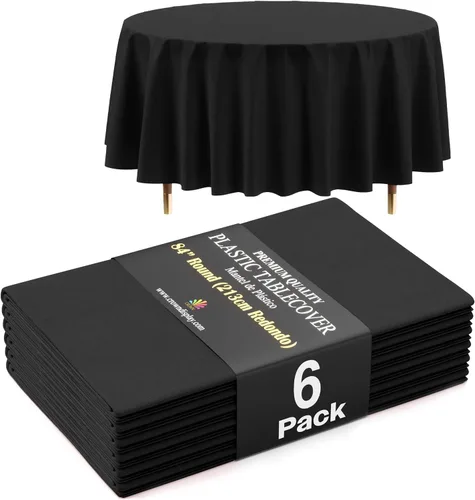 Miniatura 76 de Exquisite 66% Thicker Premium Aqua Round Tablecloth 0.5 Mil 6 Pack Plastic Table Cloth Disposable 84 Inch Round Plastic Tablecloth Won't Tear Easily