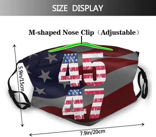 Miniatura 4 de 45 47 Trump 2024 - Máscara facial lavable, reutilizable, transpirable, con 2 filtros
