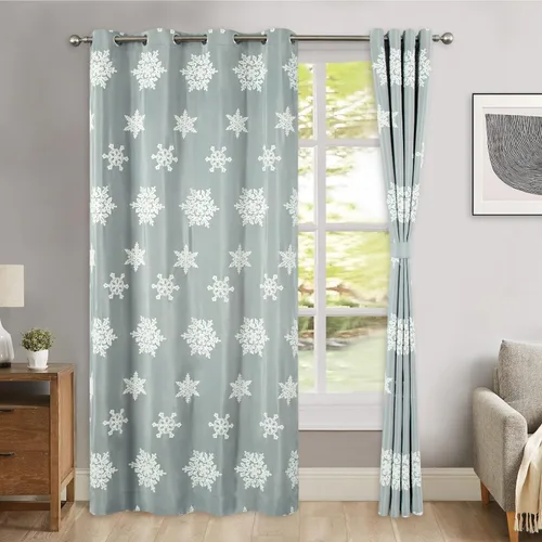 Miniatura 8 de VOGOL - Cortinas con ojales bordadas con patrón floral elegante de lino sintético, 2 paneles, 60% opacas con aislamiento térmico, cortinas pesadas