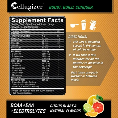 Miniatura 3 de BCAA + EAA + electrolitos Nuevo y mejorado 0.25 oz de EAA, 0.18 oz de BCAA, matriz de hidratación Sabor cítrico 30 porciones