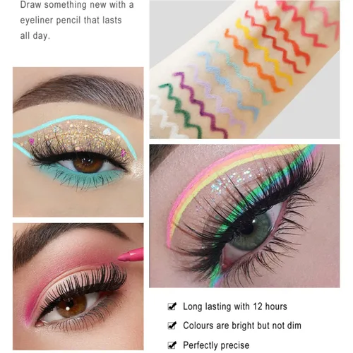 Miniatura 5 de lápiz delineador de ojos retráctil delineador de ojos pigmentado cremoso a prueba de manchas lápiz delineador de ojos verde menta A-verde menta