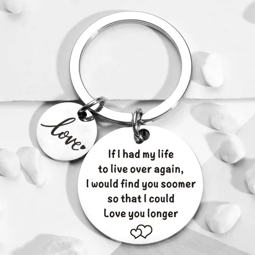 Miniatura 3 de Llavero de regalo de aniversario de Navidad para parejas, con texto en inglés "If I Had My Life to Live Over Again", llavero para novio, esposa