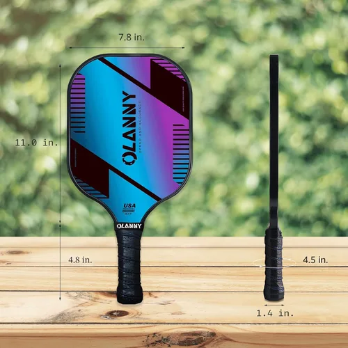 Miniatura 4 de OLANNY Juego de paletas de pickleball de grafito, raquetas de primera calidad, cara de fibra y polímero de núcleo de panal de abeja, incluye paletas
