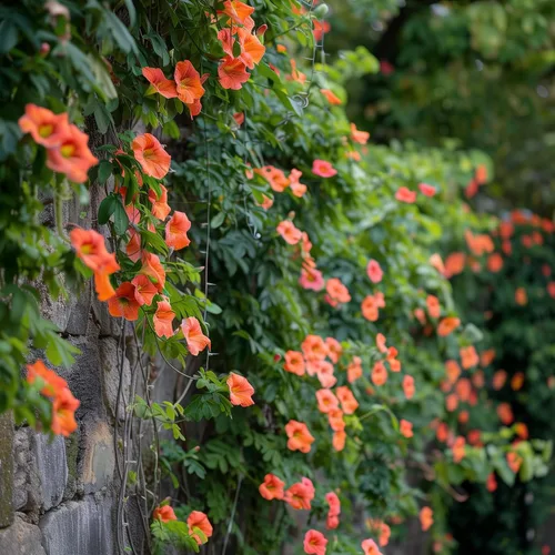 Miniatura 3 de 2 enredaderas de trompeta - Plantas vivas de 6 a 12 pulgadas de alto - enredaderas de colibrí con floración de rápido crecimiento - Campsis radicans