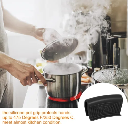 Miniatura 5 de uxcell 2 piezas de asistencia de silicona para mango de sartén caliente, fundas para mango de sartén caliente, funda resistente al calor, cubierta