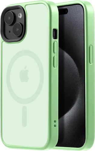 Miniatura 88 de Tigowos - Funda magnética para iPhone 15, resistente a las caídas, sensación de piel mate, a prueba de golpes, delgada, negro mate