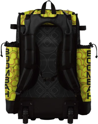 Miniatura 3 de Boombah Superpack Bolsa híbrida para bate rodante, color negro, amarillo óptico/rojo, versión con ruedas y mochila