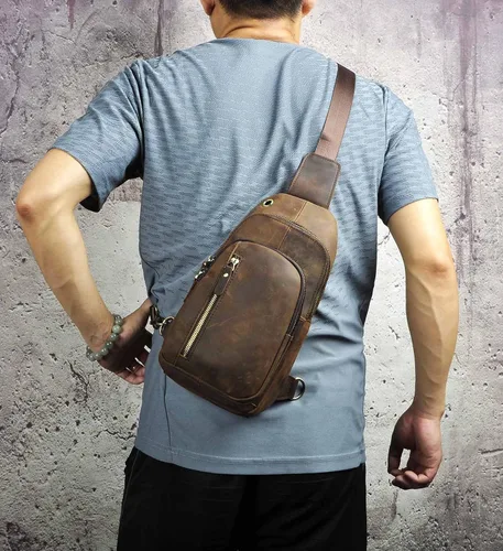 Miniatura 7 de Le'aokuu Bolso bandolera para hombre, estilo casual, para viajes, senderismo, té, para el pecho, con correa para el hombro, para hombre