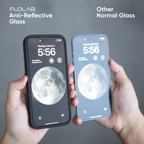 Miniatura 4 de FLOLAB NanoArmour ONETIME PRO - Protector de pantalla para iPhone 15, antirreflectante, antirarcoíris, vidrio templado 3D, ultra transparente