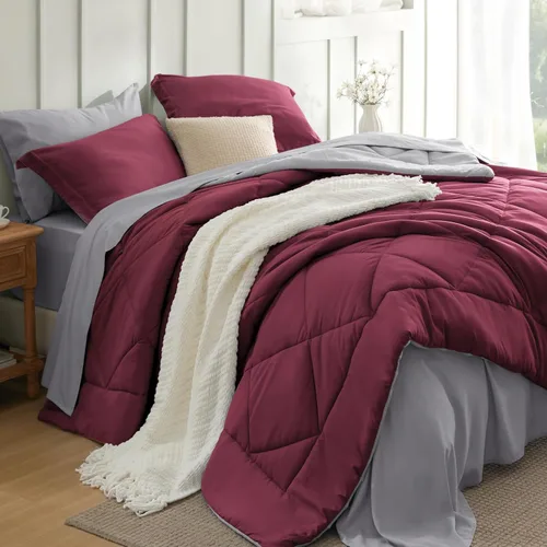 Miniatura 17 de Bedsure Juego de edredón tamaño King – Ropa de cama reversible de 7 piezas verde bosque, juego de cama tamaño King para todas las estaciones, cama